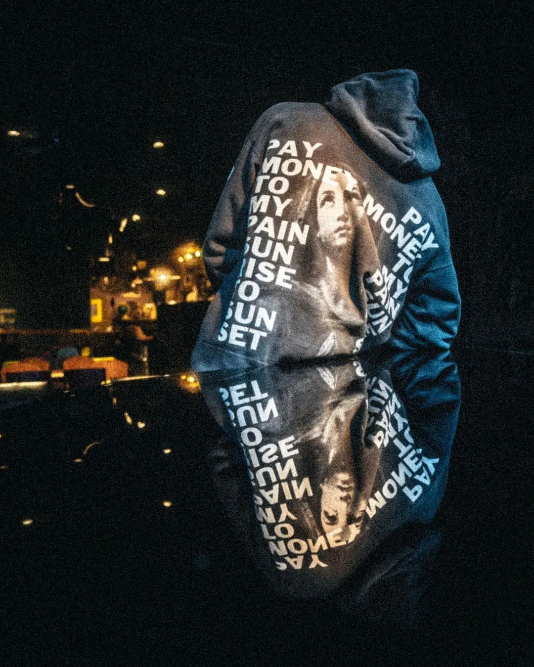 SAINT Mxxxxxx × PAY MONEY TO MY PAIN PTP_HOODIE/BRAND MONEY/BLK Co-branded PTP Virgin Mary dollar hoodie Washed black S-XL Assute dyeing The whole piece is sprayed with horse fade Mold customization joint main mark/washed mark Factory four-needle and six-thread workmanship No bone seams More comfortable to wear Repeated modification of proofing Authentic grade crack printing VINTAGE value is full